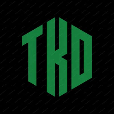 Green hexagon monogram with the letters TKO