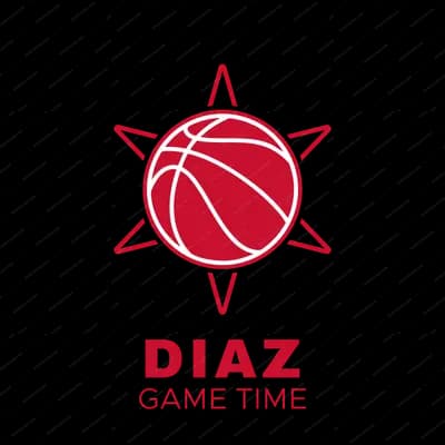 Red basketball starburst logo reading DIAZ, GAME TIME