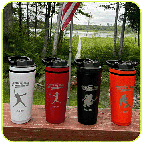 Four bottles in different colors, each with a player logo